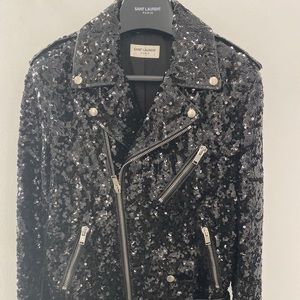 Saint laurent leather sequin motorcycle jacket Sm